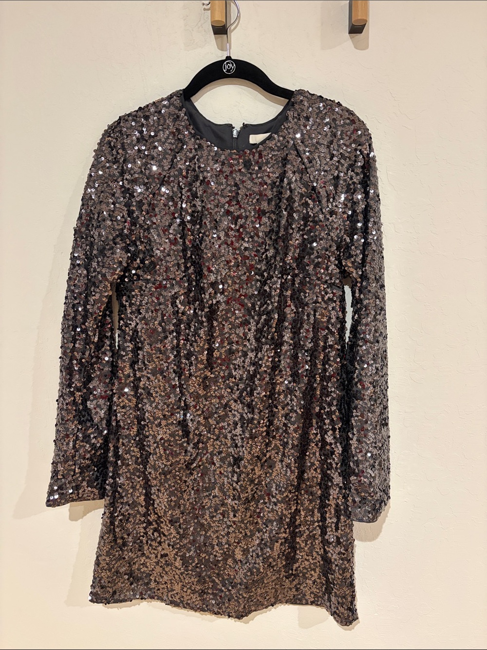 H&M Sequin Midi Dress in Dark Brown/Black